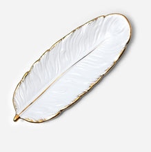 Load image into Gallery viewer, Phnom Penh Ceramic Dessert Plate Feather Plate Banana Leaf Fruit Dried Fruit Storage Tray, Size:, Large （Bright Emerald), Small (Bright Emerald), Large (Bright Peach Pink), Small (Bright Peach Pink), Large (Matt Black), Small (Matte  Black)            ...