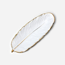 Load image into Gallery viewer, Phnom Penh Ceramic Dessert Plate Feather Plate Banana Leaf Fruit Dried Fruit Storage Tray, Size:, Large （Bright Emerald), Small (Bright Emerald), Large (Bright Peach Pink), Small (Bright Peach Pink), Large (Matt Black), Small (Matte  Black)            ...