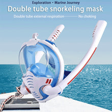 Load image into Gallery viewer, Snorkeling Mask Double Tube Silicone Full Dry Diving Mask Adult Swimming Mask Diving Goggles, S/M, L/XL
