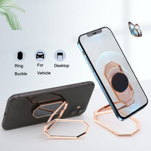 Load image into Gallery viewer, Folding And Sticking Zinc Alloy Mobile Phone Ring Holder Car Magnetic Ring Buckle, Cool Black, Rose Gold