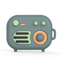 Load image into Gallery viewer, 2 PCS Retro Radio Shape Protective Cover Silicone Case for AirPods Pro, Green, Blue Gray, Matcha Green, Pink, Green+Finger Ring
