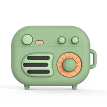 Load image into Gallery viewer, 2 PCS Retro Radio Shape Protective Cover Silicone Case for AirPods Pro, Green, Blue Gray, Matcha Green, Pink, Green+Finger Ring