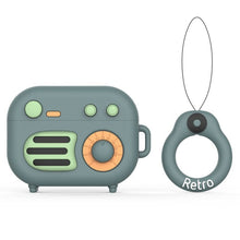 Load image into Gallery viewer, 2 PCS Retro Radio Shape Protective Cover Silicone Case for AirPods Pro, Green, Blue Gray, Matcha Green, Pink, Green+Finger Ring