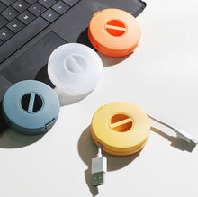 Load image into Gallery viewer, Round Data Cable Storage Box Earphone Storage Collection Box, Yellow, Blue, Transparent, Orange