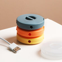 Load image into Gallery viewer, Round Data Cable Storage Box Earphone Storage Collection Box, Yellow, Blue, Transparent, Orange