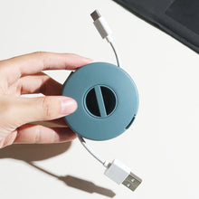 Load image into Gallery viewer, Round Data Cable Storage Box Earphone Storage Collection Box, Yellow, Blue, Transparent, Orange