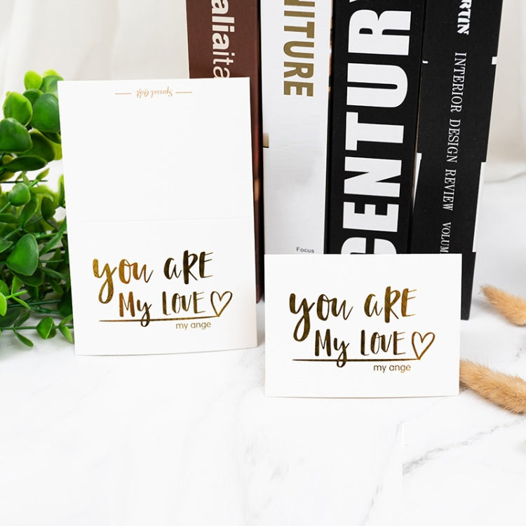 100 PCS Valentines Day Bronzing Greeting Card Flower Shop Birthday Thank You Card, Wish You All The Best, I Miss You Every Day, Thank You Very Much, I Keep You In My Heart Forever, Happy Every Day, Send You My Heart, Bright Future Happy Life           ...