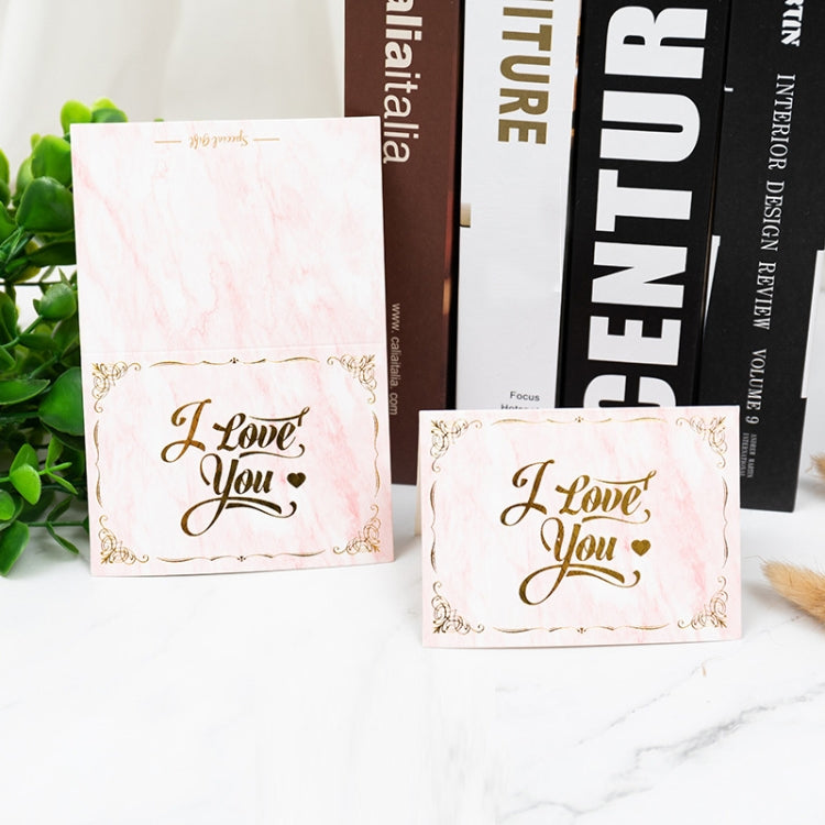 100 PCS Valentines Day Bronzing Greeting Card Flower Shop Birthday Thank You Card, Wish You All The Best, I Miss You Every Day, Thank You Very Much, I Keep You In My Heart Forever, Happy Every Day, Send You My Heart, Bright Future Happy Life           ...