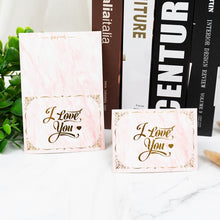 Load image into Gallery viewer, 100 PCS Valentines Day Bronzing Greeting Card Flower Shop Birthday Thank You Card, Wish You All The Best, I Miss You Every Day, Thank You Very Much, I Keep You In My Heart Forever, Happy Every Day, Send You My Heart, Bright Future Happy Life           ...