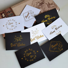 Load image into Gallery viewer, 150 PCS Wedding Blessing Card Thank You Message Gift Decoration Card Bronzing Flower Greeting Card, Blessing （White）, Thank You （White）, Love You （White）, Happy Birthday （White）, Blessing （Black）, Thank You （Black）, Love You （Black）                    ...