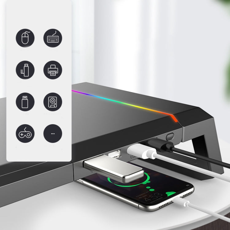 ICE COOREL T1 Monitor Increased Rack Foldable Laptop Stand With RGB Lighting & 4xUSB Expansion Interface