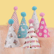 Load image into Gallery viewer, 20 PCS Cute Children Bronzing Birthday Hats Cake Baking Decoration Party Hats, Cats, Unicorn, Wave Point, Daisy, Happy Birthday, Star &amp; Moon Bronzing, Golden Ball Cap Happy Birthday, Golden Ball Cap 2 Monster, Golden Ball Cap Spaceman                  ...