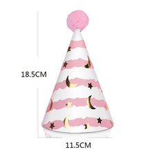 Load image into Gallery viewer, 20 PCS Cute Children Bronzing Birthday Hats Cake Baking Decoration Party Hats, Cats, Unicorn, Wave Point, Daisy, Happy Birthday, Star &amp; Moon Bronzing, Golden Ball Cap Happy Birthday, Golden Ball Cap 2 Monster, Golden Ball Cap Spaceman                  ...