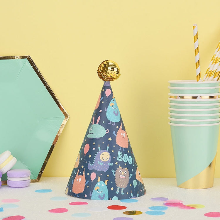 20 PCS Cute Children Bronzing Birthday Hats Cake Baking Decoration Party Hats, Cats, Unicorn, Wave Point, Daisy, Happy Birthday, Star & Moon Bronzing, Golden Ball Cap Happy Birthday, Golden Ball Cap 2 Monster, Golden Ball Cap Spaceman                  ...