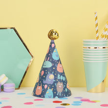 Load image into Gallery viewer, 20 PCS Cute Children Bronzing Birthday Hats Cake Baking Decoration Party Hats, Cats, Unicorn, Wave Point, Daisy, Happy Birthday, Star &amp; Moon Bronzing, Golden Ball Cap Happy Birthday, Golden Ball Cap 2 Monster, Golden Ball Cap Spaceman                  ...