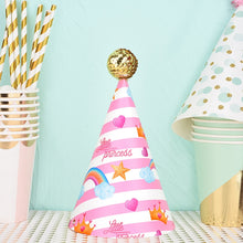 Load image into Gallery viewer, 20 PCS Cute Children Bronzing Birthday Hats Cake Baking Decoration Party Hats, Cats, Unicorn, Wave Point, Daisy, Happy Birthday, Star &amp; Moon Bronzing, Golden Ball Cap Happy Birthday, Golden Ball Cap 2 Monster, Golden Ball Cap Spaceman                  ...