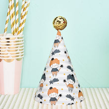 Load image into Gallery viewer, 20 PCS Cute Children Bronzing Birthday Hats Cake Baking Decoration Party Hats, Cats, Unicorn, Wave Point, Daisy, Happy Birthday, Star &amp; Moon Bronzing, Golden Ball Cap Happy Birthday, Golden Ball Cap 2 Monster, Golden Ball Cap Spaceman                  ...