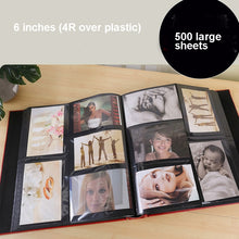 Load image into Gallery viewer, 6 inch 500 Sheets Interstitial PP Album PU Leather Retro Bronzing Cover Photo Album, Red, Yellow, Blue, Black, Beige, Orange, Dark Red