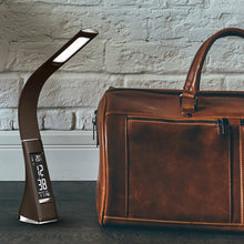 Load image into Gallery viewer, U2 5W 3-Level Dimmable LED Leather Texture Desk Lamp With Temperature/Clock/Calendar Display