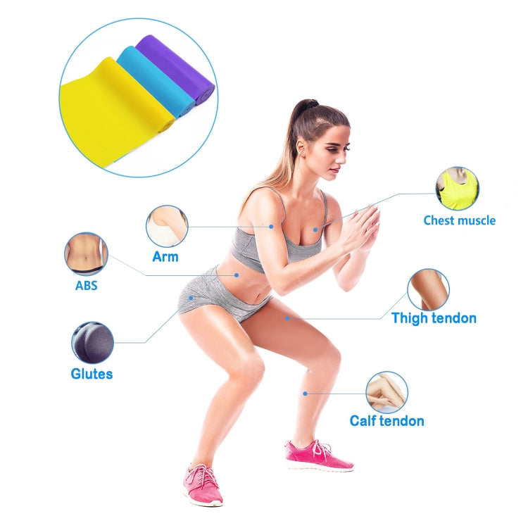 3 In 1 TPE Yoga Stretch Sheet Fitness Elastic Band Resistance Band Strength Training Stretch Band Set