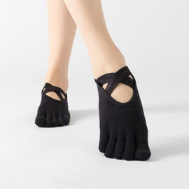 Terry Five-Finger Socks Cotton Thickened Warm and Non-Slip Yoga Socks Cross Strap Dance Socks