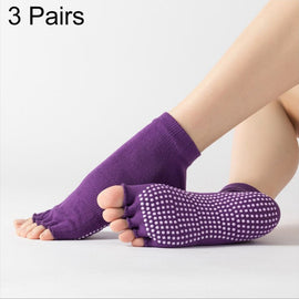 3 Pair Open-Toe Yoga Socks Indoor Sports Non-Slip Five-Finger Dance Socks