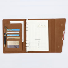 Load image into Gallery viewer, Business Notebook Imitation Leather PU Tri-Fold Loose-Leaf Notepad, A5
