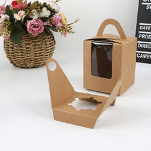 Load image into Gallery viewer, 30 PCS Transparent Window 1 Piece Cardboard Portable Cup Cake Box Mousse Pastry Box, White, Gold, Marble, Cowhide Color, Blue, Black, Pink, Green, Red