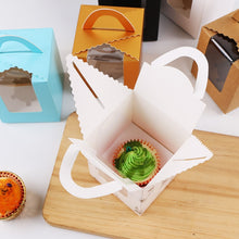 Load image into Gallery viewer, 30 PCS Transparent Window 1 Piece Cardboard Portable Cup Cake Box Mousse Pastry Box, White, Gold, Marble, Cowhide Color, Blue, Black, Pink, Green, Red