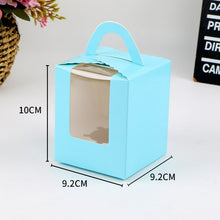 Load image into Gallery viewer, 30 PCS Transparent Window 1 Piece Cardboard Portable Cup Cake Box Mousse Pastry Box, White, Gold, Marble, Cowhide Color, Blue, Black, Pink, Green, Red