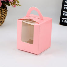 Load image into Gallery viewer, 30 PCS Transparent Window 1 Piece Cardboard Portable Cup Cake Box Mousse Pastry Box, White, Gold, Marble, Cowhide Color, Blue, Black, Pink, Green, Red