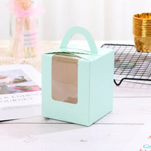 Load image into Gallery viewer, 30 PCS Transparent Window 1 Piece Cardboard Portable Cup Cake Box Mousse Pastry Box, White, Gold, Marble, Cowhide Color, Blue, Black, Pink, Green, Red