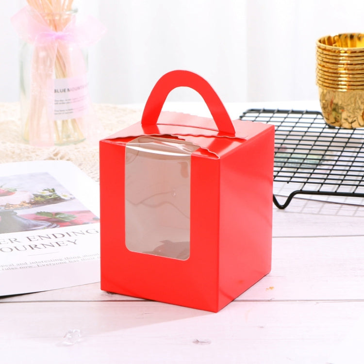 30 PCS Transparent Window 1 Piece Cardboard Portable Cup Cake Box Mousse Pastry Box, White, Gold, Marble, Cowhide Color, Blue, Black, Pink, Green, Red