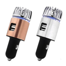 Load image into Gallery viewer, JO-6291 Negative Ion Car Sterilizing Air Purifier Mobile Phone High-Speed Charging Dual USB Cigarette Lighter, JO-6291 Mysterious Silver, JO-6291 Tyrant Gold