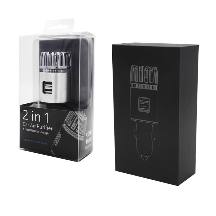 JO-6291 Negative Ion Car Sterilizing Air Purifier Mobile Phone High-Speed Charging Dual USB Cigarette Lighter, JO-6291 Mysterious Silver, JO-6291 Tyrant Gold