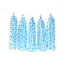 Load image into Gallery viewer, Color Polka Dot Paper Tassels Birthday Room Decoration Ribbon Garland, TM-001 Blue Dots, TM-002 Pink Dots, TM-003 Yellow Dot, TM-004 Purple Dot, TM-005 Golden Dot, TM-006 Silver Dot, TM-007 Green Dot, TX-008 Star Moon Pink, TX-009 Star Moon Beige      ...