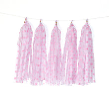 Load image into Gallery viewer, Color Polka Dot Paper Tassels Birthday Room Decoration Ribbon Garland, TM-001 Blue Dots, TM-002 Pink Dots, TM-003 Yellow Dot, TM-004 Purple Dot, TM-005 Golden Dot, TM-006 Silver Dot, TM-007 Green Dot, TX-008 Star Moon Pink, TX-009 Star Moon Beige      ...