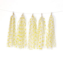 Load image into Gallery viewer, Color Polka Dot Paper Tassels Birthday Room Decoration Ribbon Garland, TM-001 Blue Dots, TM-002 Pink Dots, TM-003 Yellow Dot, TM-004 Purple Dot, TM-005 Golden Dot, TM-006 Silver Dot, TM-007 Green Dot, TX-008 Star Moon Pink, TX-009 Star Moon Beige      ...
