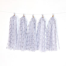 Load image into Gallery viewer, Color Polka Dot Paper Tassels Birthday Room Decoration Ribbon Garland, TM-001 Blue Dots, TM-002 Pink Dots, TM-003 Yellow Dot, TM-004 Purple Dot, TM-005 Golden Dot, TM-006 Silver Dot, TM-007 Green Dot, TX-008 Star Moon Pink, TX-009 Star Moon Beige      ...