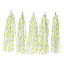 Load image into Gallery viewer, Color Polka Dot Paper Tassels Birthday Room Decoration Ribbon Garland, TM-001 Blue Dots, TM-002 Pink Dots, TM-003 Yellow Dot, TM-004 Purple Dot, TM-005 Golden Dot, TM-006 Silver Dot, TM-007 Green Dot, TX-008 Star Moon Pink, TX-009 Star Moon Beige      ...
