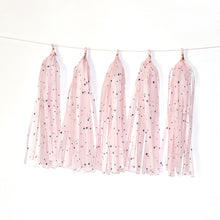 Load image into Gallery viewer, Color Polka Dot Paper Tassels Birthday Room Decoration Ribbon Garland, TM-001 Blue Dots, TM-002 Pink Dots, TM-003 Yellow Dot, TM-004 Purple Dot, TM-005 Golden Dot, TM-006 Silver Dot, TM-007 Green Dot, TX-008 Star Moon Pink, TX-009 Star Moon Beige      ...