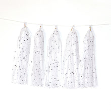 Load image into Gallery viewer, Color Polka Dot Paper Tassels Birthday Room Decoration Ribbon Garland, TM-001 Blue Dots, TM-002 Pink Dots, TM-003 Yellow Dot, TM-004 Purple Dot, TM-005 Golden Dot, TM-006 Silver Dot, TM-007 Green Dot, TX-008 Star Moon Pink, TX-009 Star Moon Beige      ...
