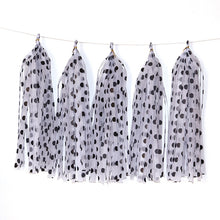 Load image into Gallery viewer, Color Polka Dot Paper Tassels Birthday Room Decoration Ribbon Garland, TM-001 Blue Dots, TM-002 Pink Dots, TM-003 Yellow Dot, TM-004 Purple Dot, TM-005 Golden Dot, TM-006 Silver Dot, TM-007 Green Dot, TX-008 Star Moon Pink, TX-009 Star Moon Beige      ...