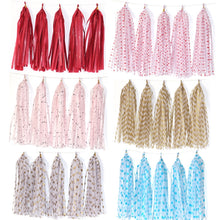 Load image into Gallery viewer, Color Polka Dot Paper Tassels Birthday Room Decoration Ribbon Garland, TM-001 Blue Dots, TM-002 Pink Dots, TM-003 Yellow Dot, TM-004 Purple Dot, TM-005 Golden Dot, TM-006 Silver Dot, TM-007 Green Dot, TX-008 Star Moon Pink, TX-009 Star Moon Beige      ...