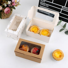 Load image into Gallery viewer, 25 PCS Window Cupcake Packaging Box Muffin Cake Box With Inner Support, 2 In One (White), 2 In One (Marble), 2 In One (Kraft Paper), 4 In One (White), 4 In One (Marble), 4 In One (Kraft Paper), 6 In One (White), 6 In One (Marble), 6 In One (Kraft Paper)