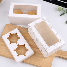 Load image into Gallery viewer, 25 PCS Window Cupcake Packaging Box Muffin Cake Box With Inner Support, 2 In One (White), 2 In One (Marble), 2 In One (Kraft Paper), 4 In One (White), 4 In One (Marble), 4 In One (Kraft Paper), 6 In One (White), 6 In One (Marble), 6 In One (Kraft Paper)