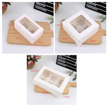 Load image into Gallery viewer, 25 PCS Window Cupcake Packaging Box Muffin Cake Box With Inner Support, 2 In One (White), 2 In One (Marble), 2 In One (Kraft Paper), 4 In One (White), 4 In One (Marble), 4 In One (Kraft Paper), 6 In One (White), 6 In One (Marble), 6 In One (Kraft Paper)