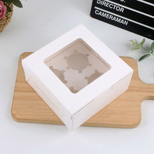 Load image into Gallery viewer, 25 PCS Window Cupcake Packaging Box Muffin Cake Box With Inner Support, 2 In One (White), 2 In One (Marble), 2 In One (Kraft Paper), 4 In One (White), 4 In One (Marble), 4 In One (Kraft Paper), 6 In One (White), 6 In One (Marble), 6 In One (Kraft Paper)