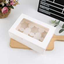 Load image into Gallery viewer, 25 PCS Window Cupcake Packaging Box Muffin Cake Box With Inner Support, 2 In One (White), 2 In One (Marble), 2 In One (Kraft Paper), 4 In One (White), 4 In One (Marble), 4 In One (Kraft Paper), 6 In One (White), 6 In One (Marble), 6 In One (Kraft Paper)