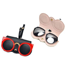 Load image into Gallery viewer, Cute And Funny PU Sunglasses Case Portable Glasses Case With Hanging Buckle, Flowers (Lake Blue Color Matching), Mengbao (Gray Stitching), Cat Girl (Red Frame), Red Love, Big Eyes (Gray), British Style (Stripe Contrast), Red Love Cat Girl, Bat (Black) ...